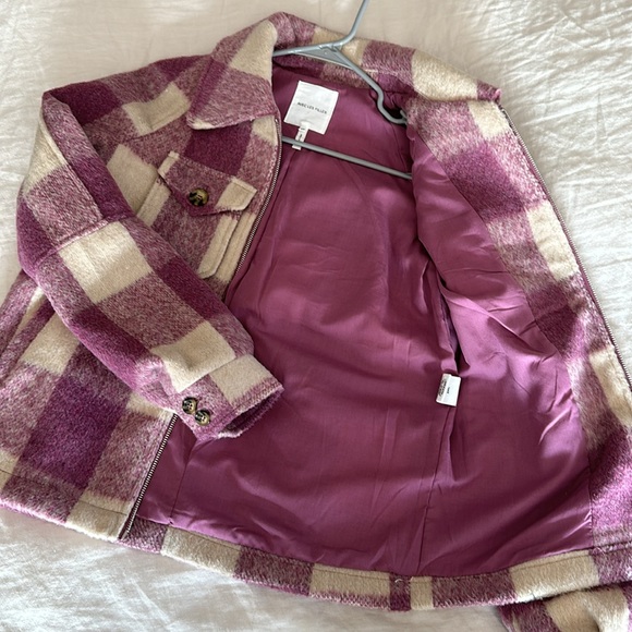 SOLD - Avec Les Filles NWOT Purple Check Zip Flannel Jacket - Picture 5 of 5